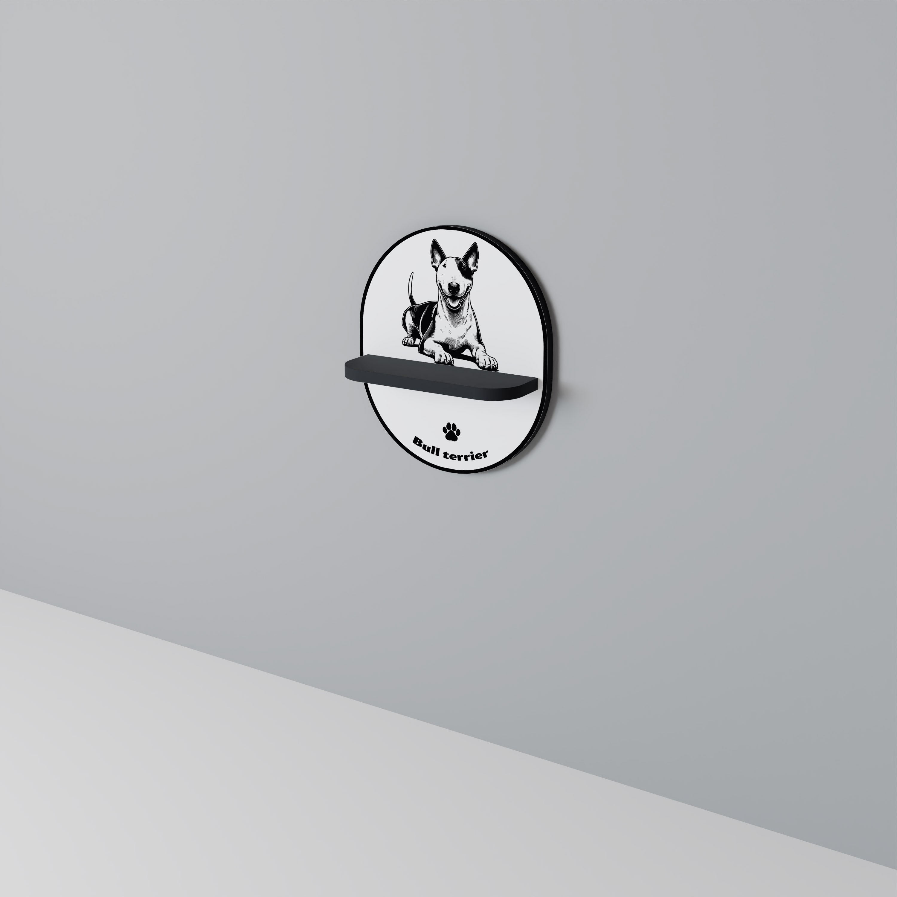 BULL TERRIER Prateleira Oval Decorativa em Acabamento Preto