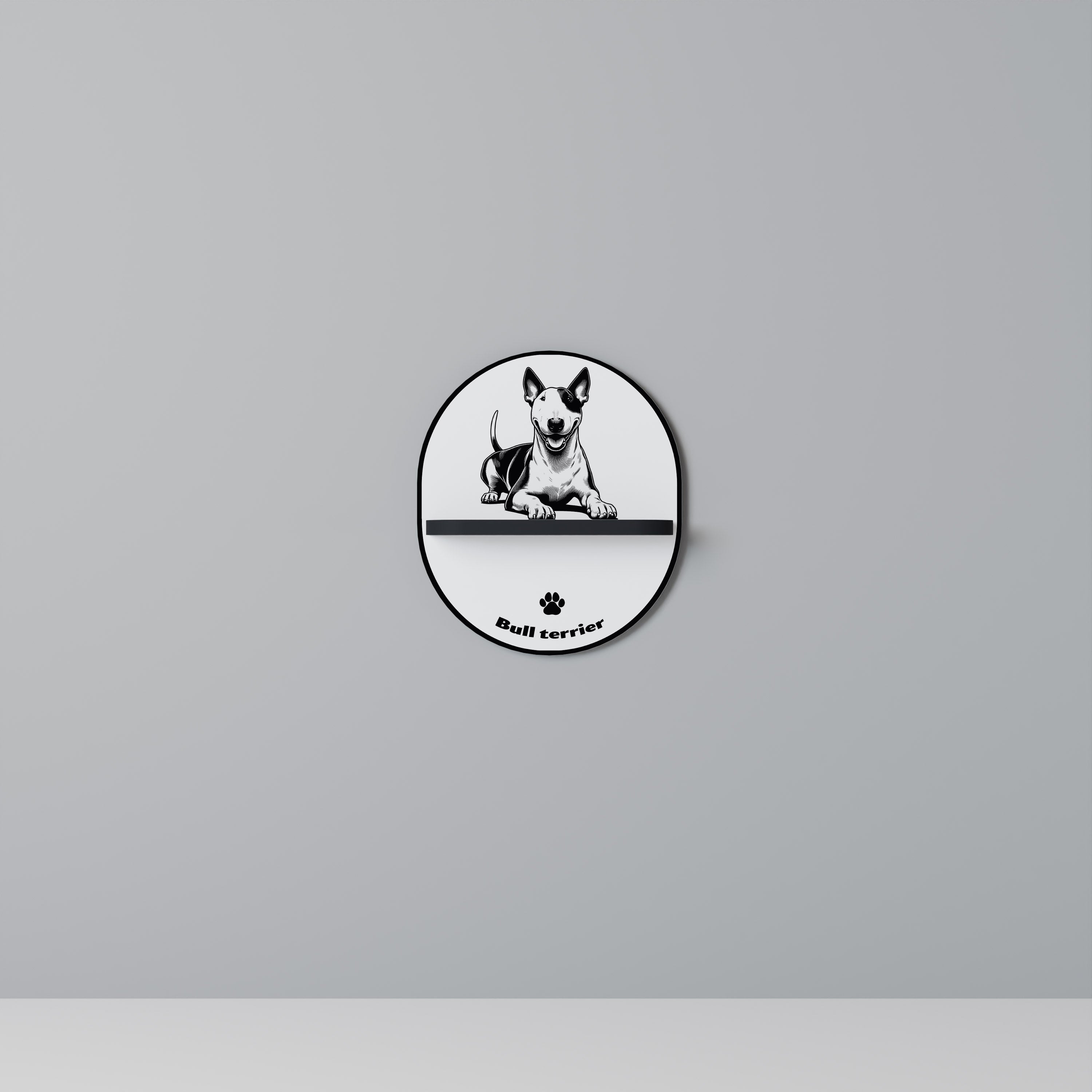 BULL TERRIER Prateleira Oval Decorativa em Acabamento Preto