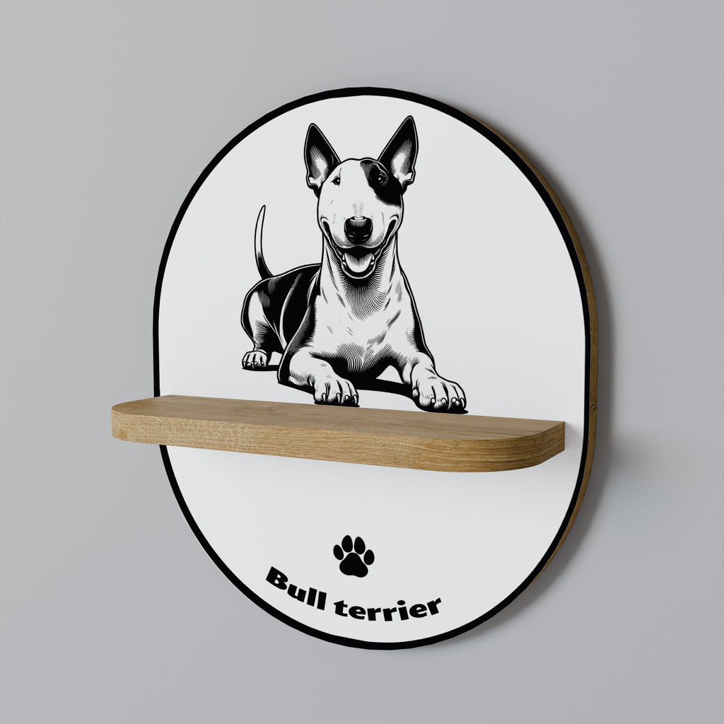 BULL TERRIER Prateleira Oval Decorativa em Efeito Carvalho
