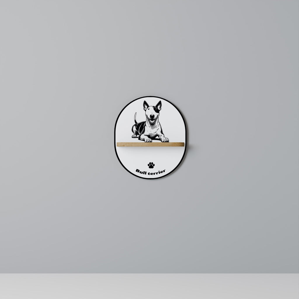BULL TERRIER Prateleira Oval Decorativa em Efeito Carvalho