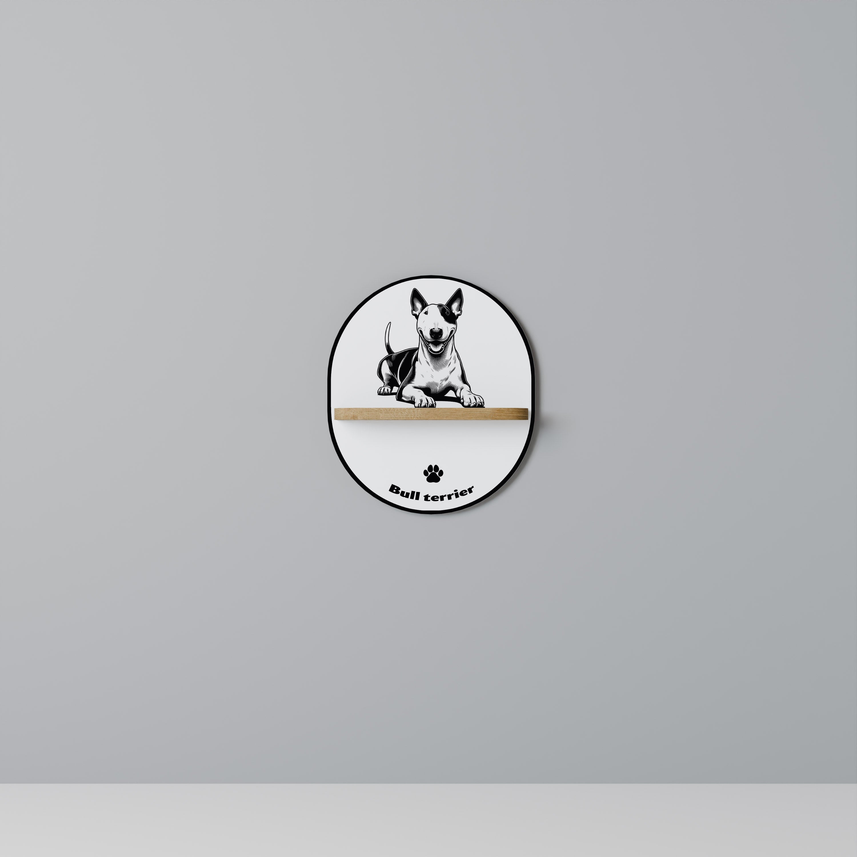 BULL TERRIER Prateleira Oval Decorativa em Efeito Carvalho