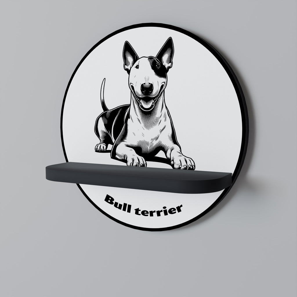 BULL TERRIER Prateleira Redonda Decorativa em Acabamento Preto