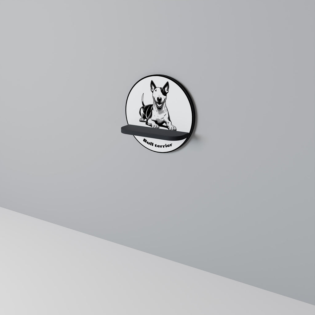 BULL TERRIER Prateleira Redonda Decorativa em Acabamento Preto