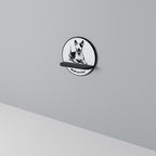 BULL TERRIER Prateleira Redonda Decorativa em Acabamento Preto