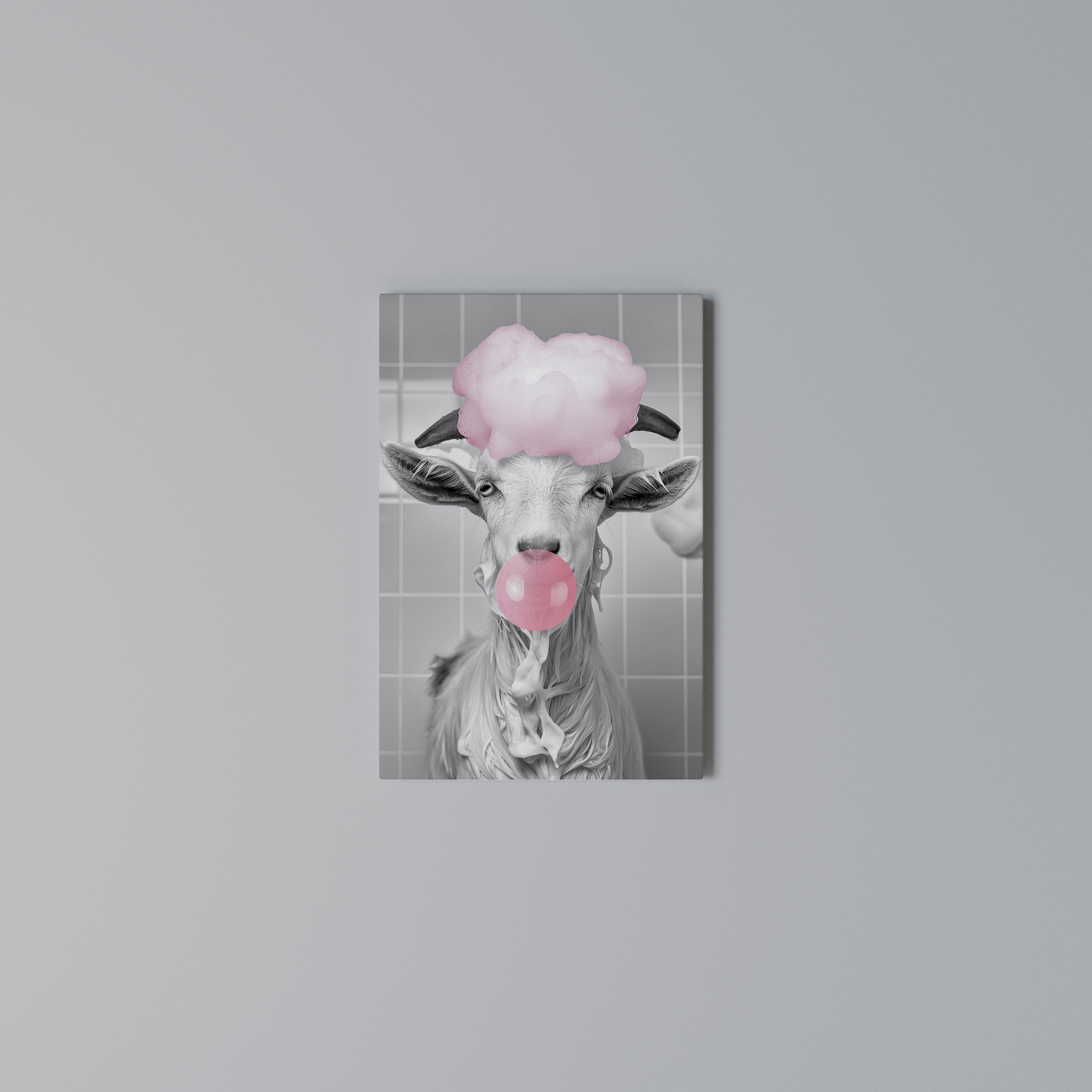 BUBBLEGUM BOVINE BLISS Quadro em tela vertical