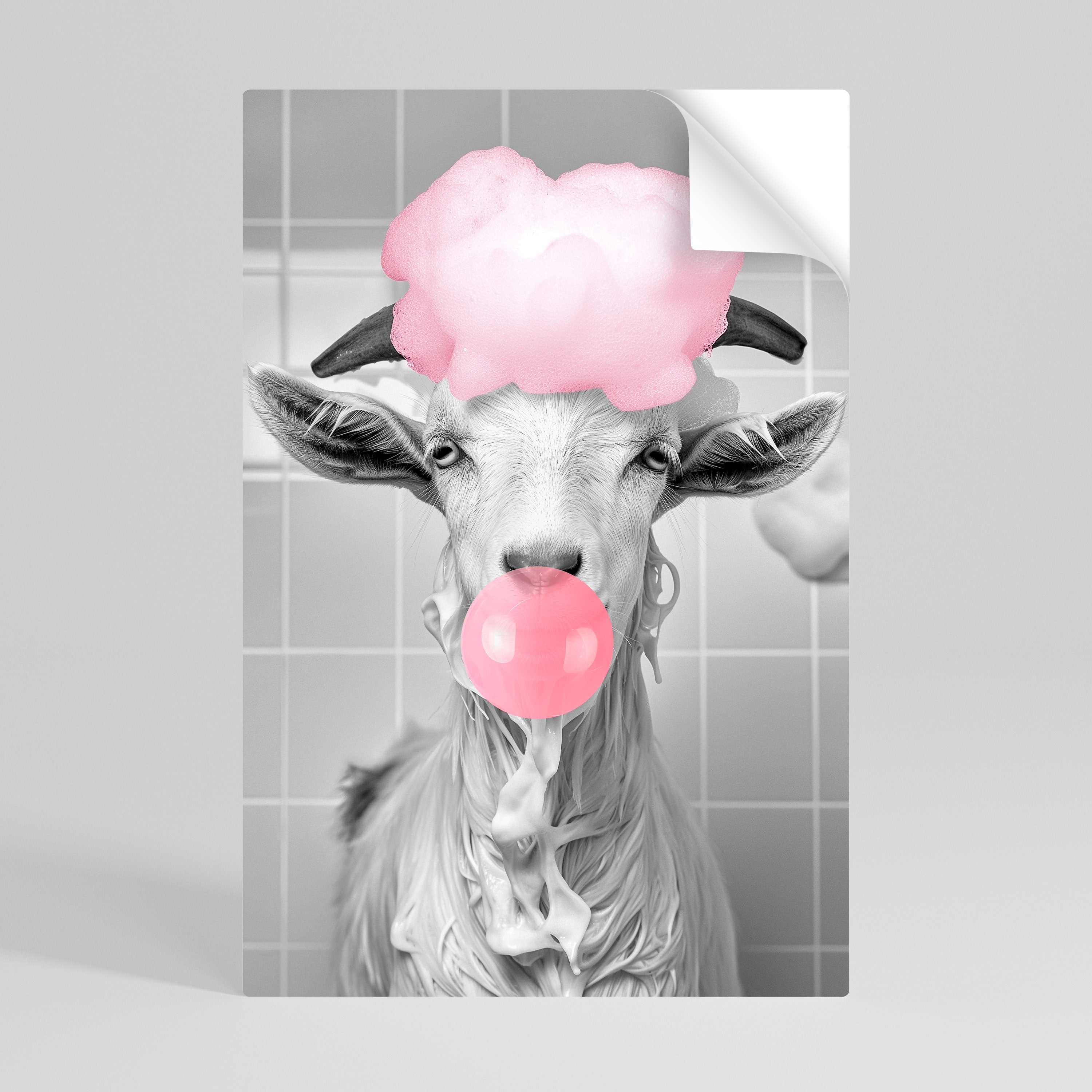 BUBBLEGUM BOVINE BLISS Poster Vertical Autocolante