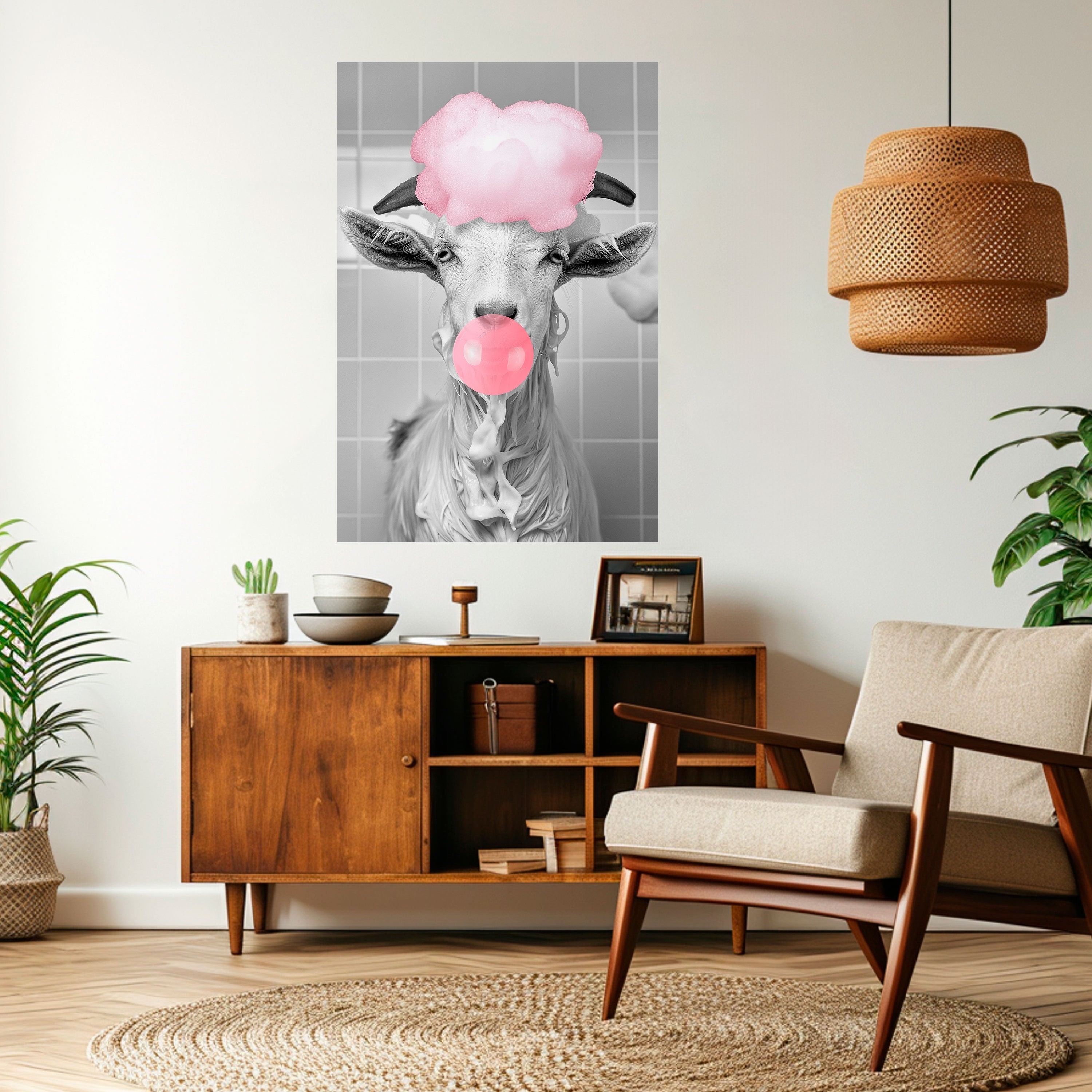 BUBBLEGUM BOVINE BLISS Poster Vertical Autocolante