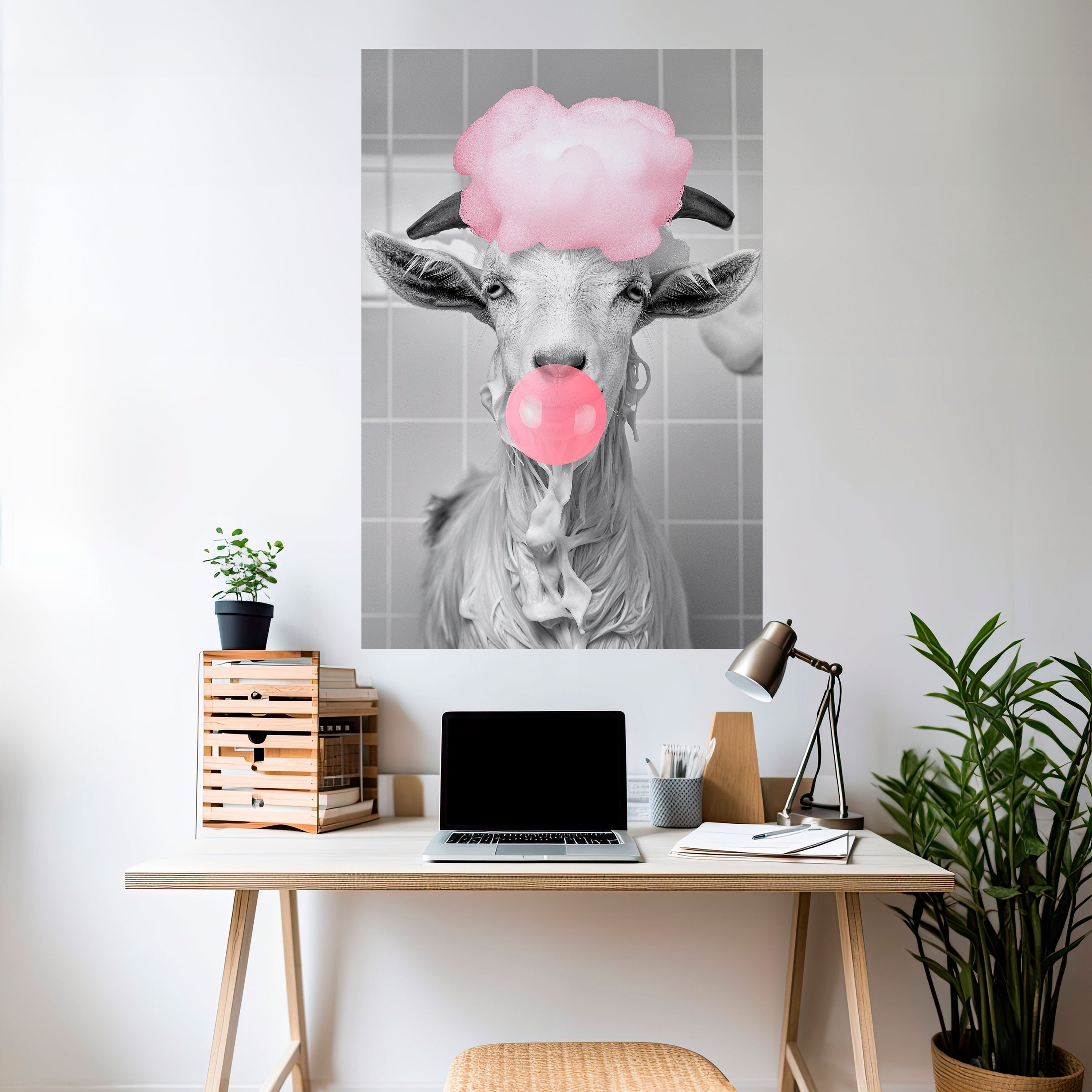 BUBBLEGUM BOVINE BLISS Poster Vertical Autocolante