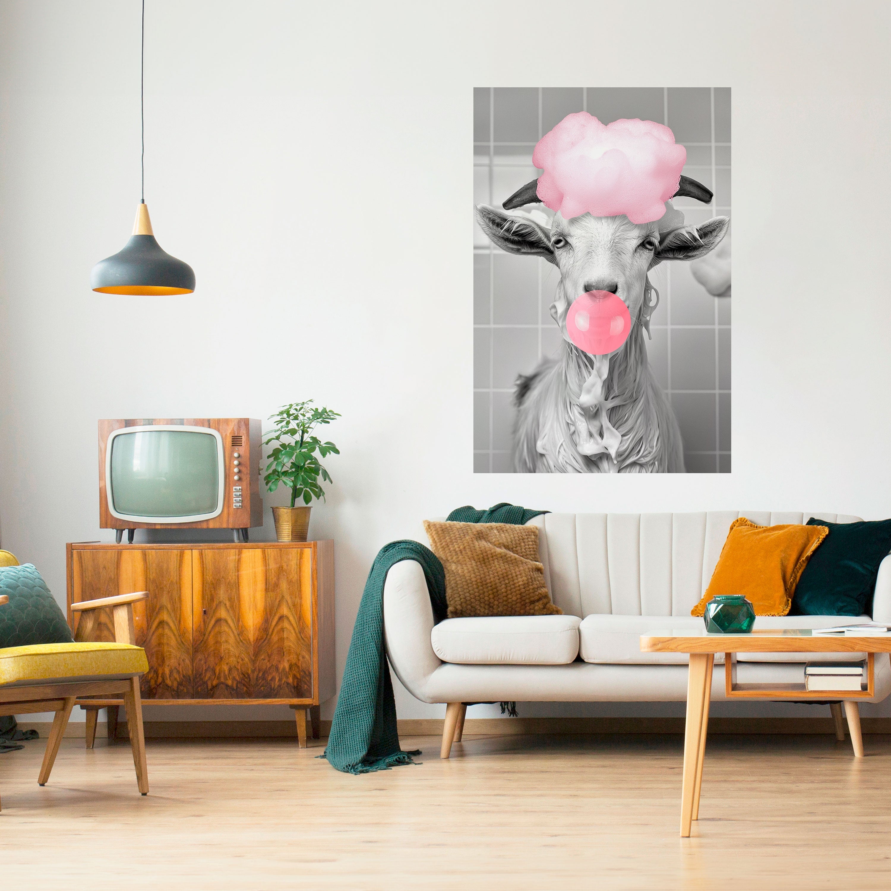 BUBBLEGUM BOVINE BLISS Poster Vertical Autocolante