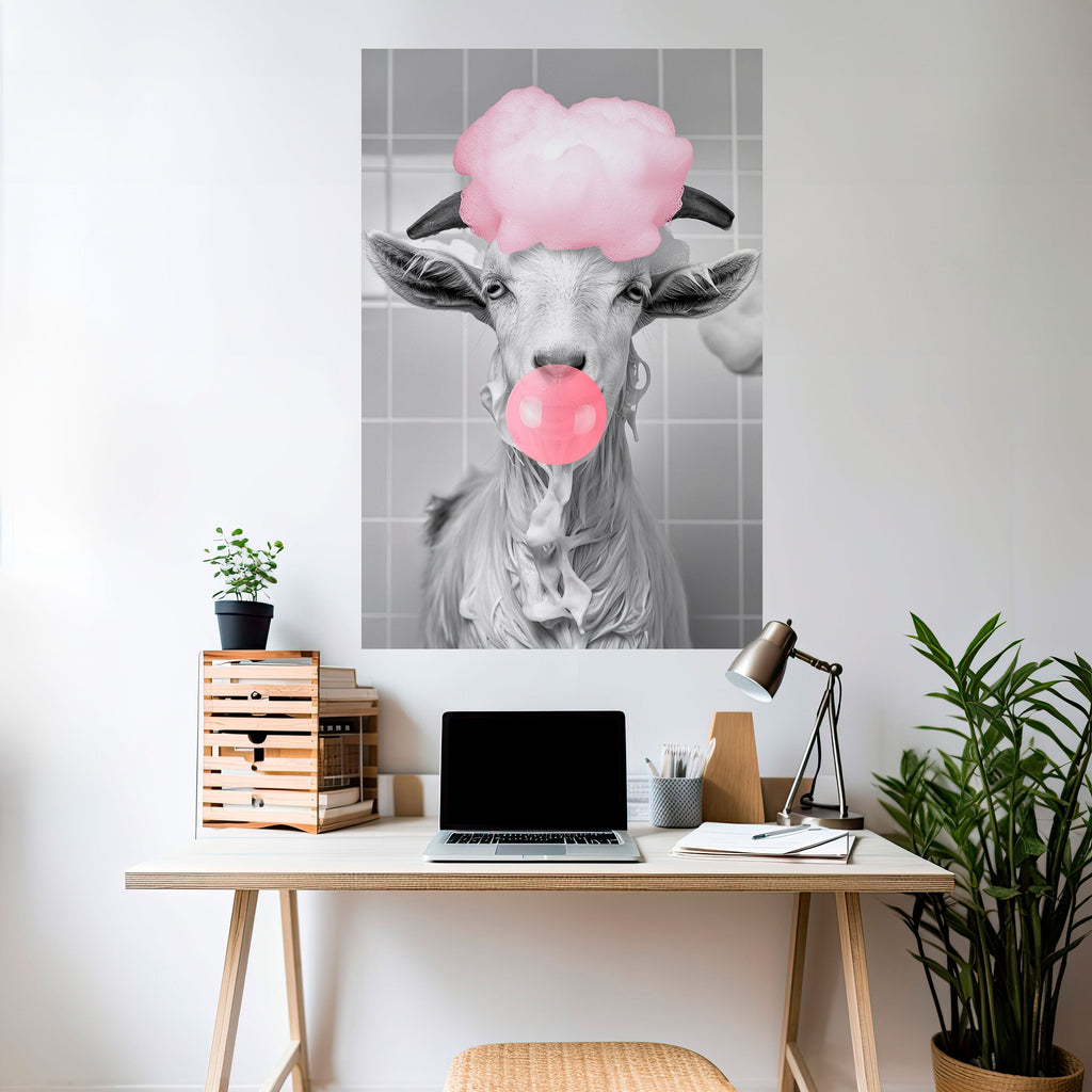 BUBBLEGUM BOVINE BLISS Poster Vertical Autocolante