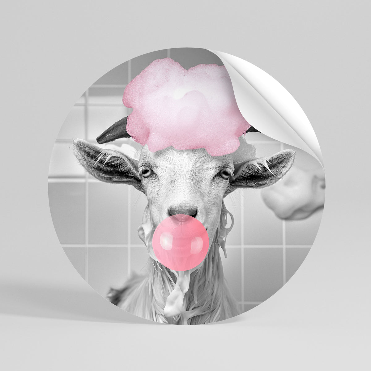 BUBBLEGUM BOVINE BLISS Autocolante Redondo Removível