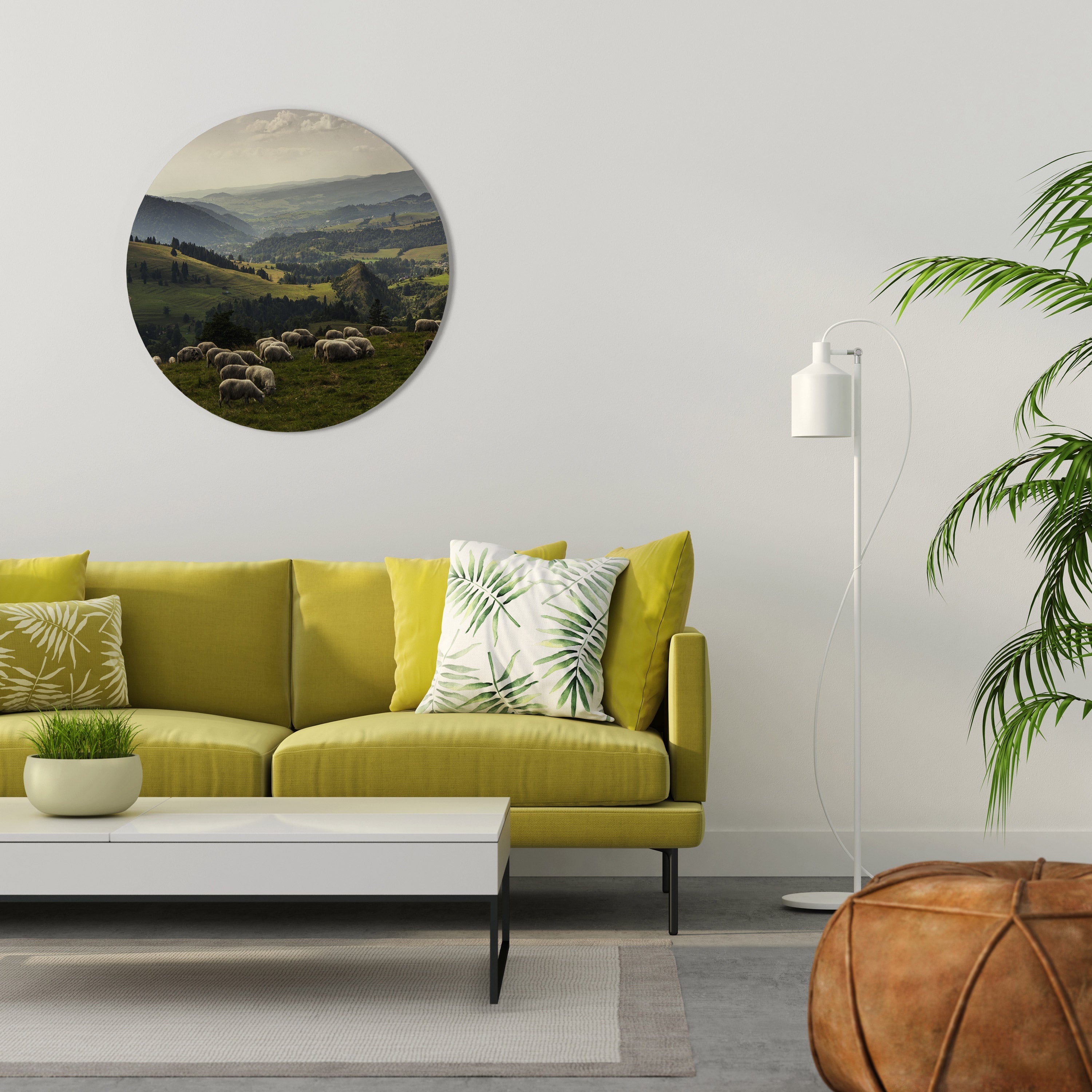 SHEEP IN SERENITY Quadro Redondo Decorativo