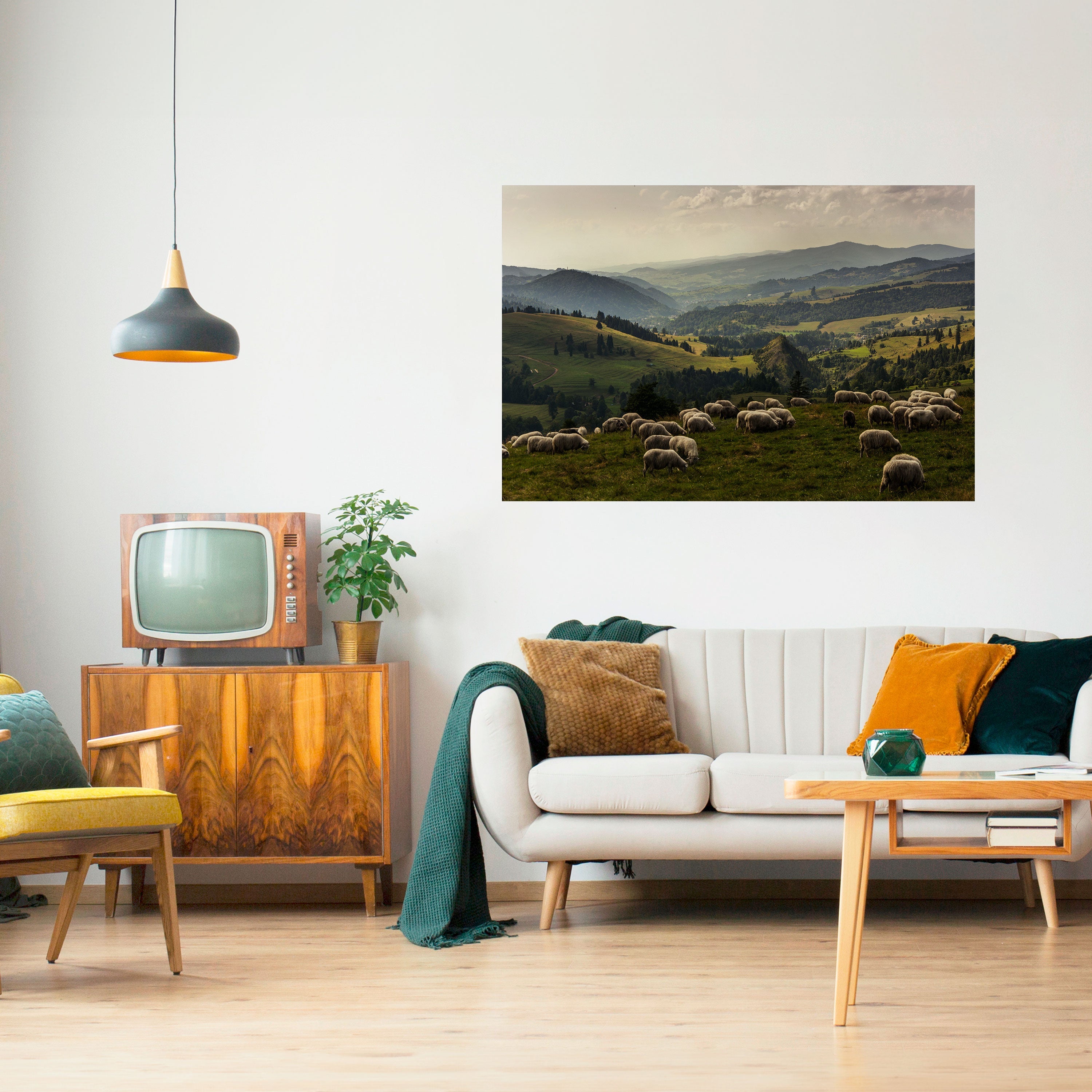 SHEEP IN SERENITY Peel and Stick Horizontal Poster