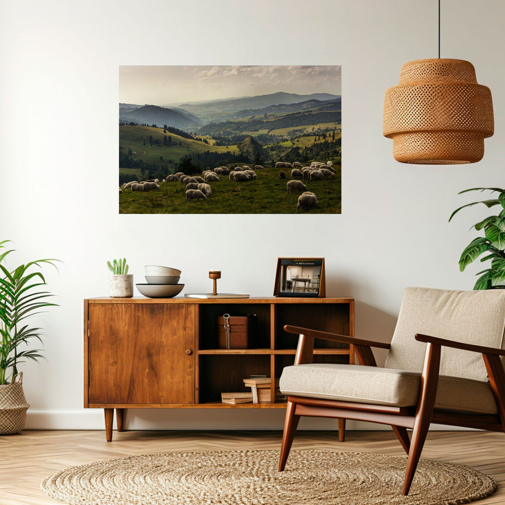 SHEEP IN SERENITY Peel and Stick Horizontal Poster