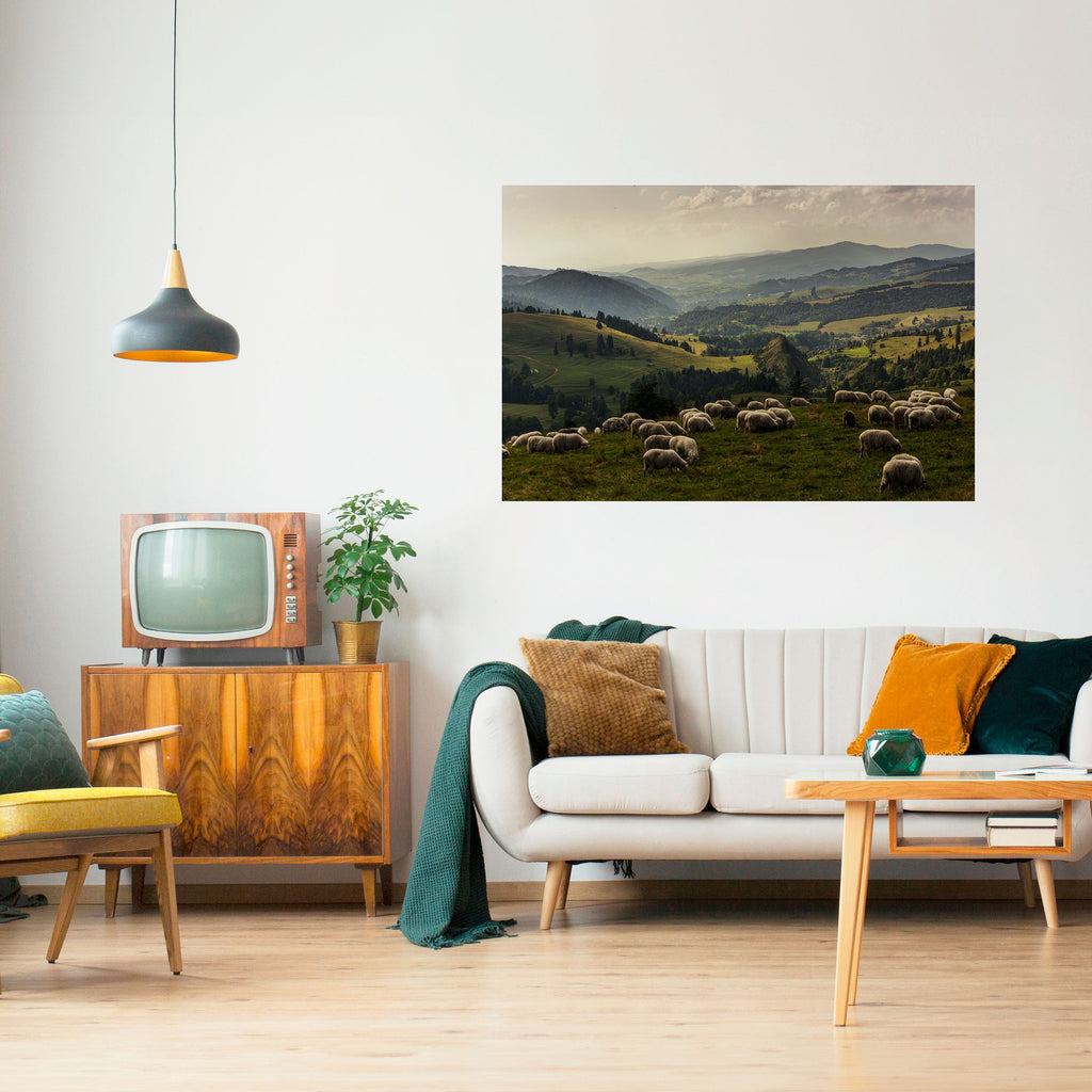 SHEEP IN SERENITY Peel and Stick Horizontal Poster