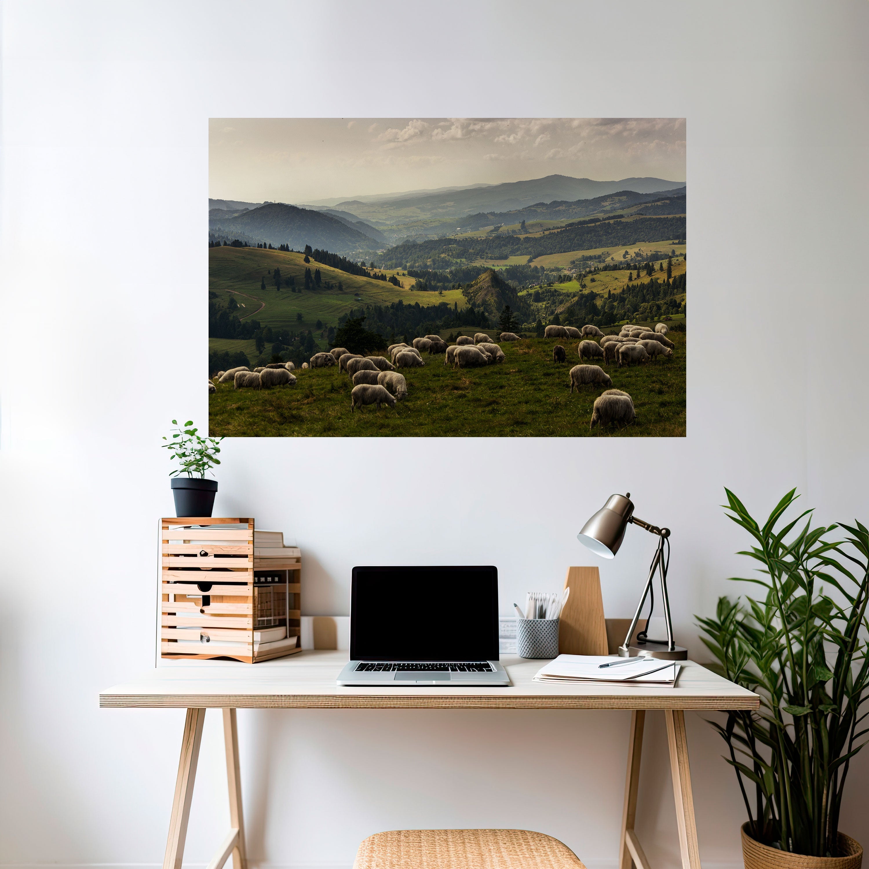 SHEEP IN SERENITY Peel and Stick Horizontal Poster