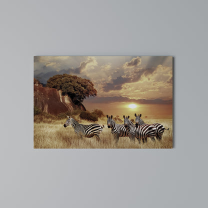 ZEBRA SUNSET SERENADE Horizontal Canvas Print