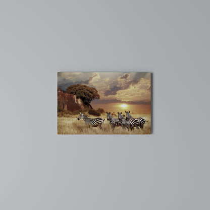 ZEBRA SUNSET SERENADE Horizontal Canvas Print