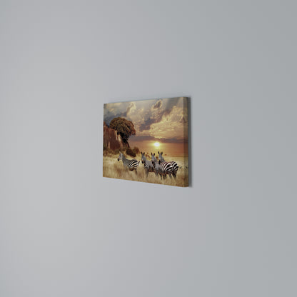 ZEBRA SUNSET SERENADE Horizontal Canvas Print