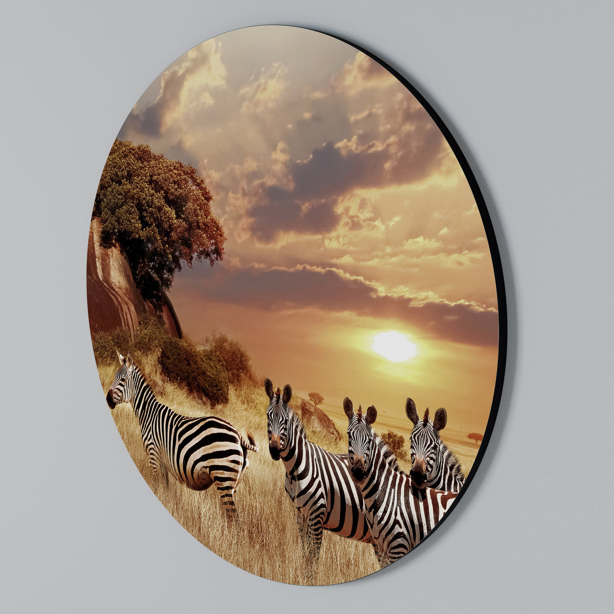 ZEBRA SUNSET SERENADE Arte de Parede Redonda