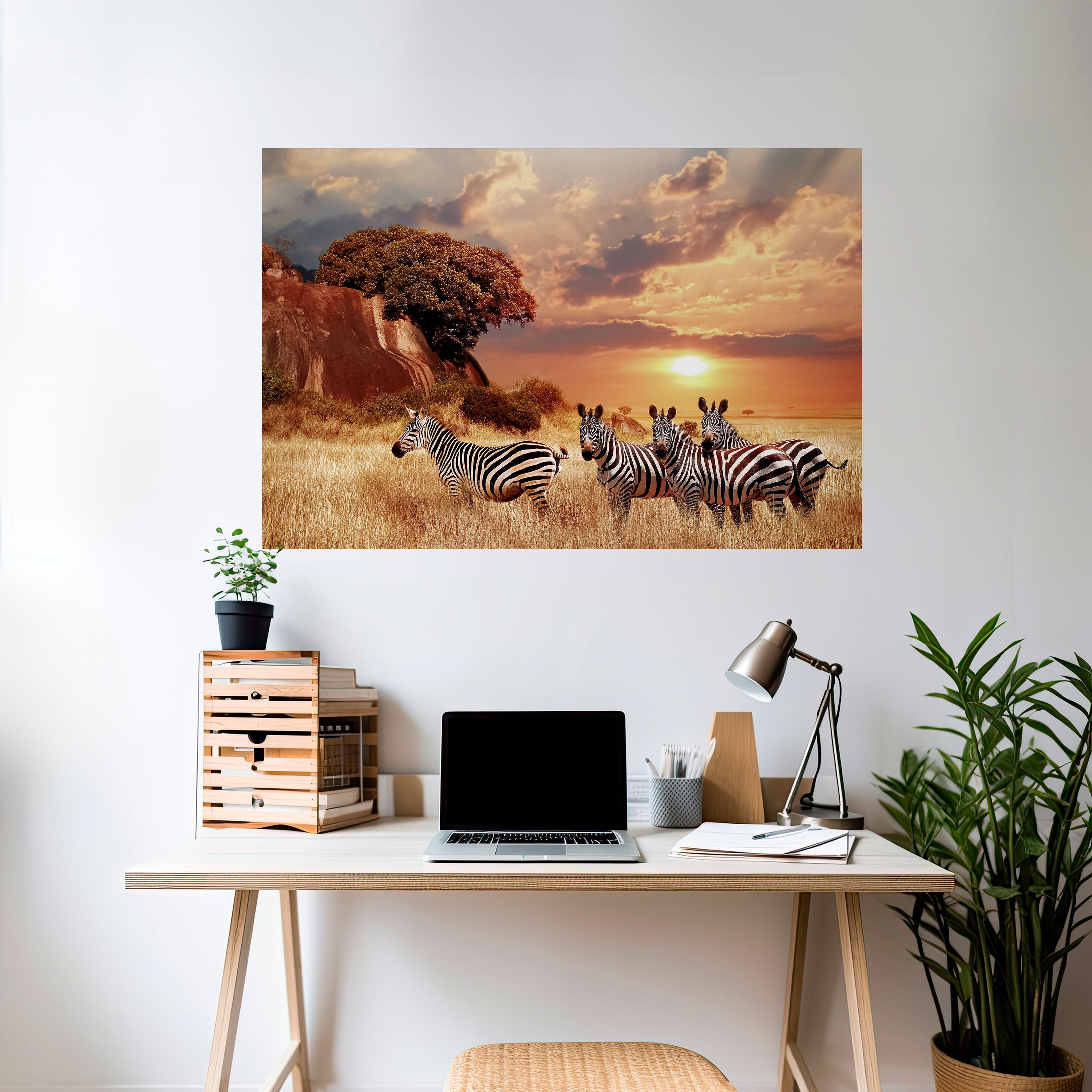 ZEBRA SUNSET SERENADE Peel and Stick Horizontal Poster