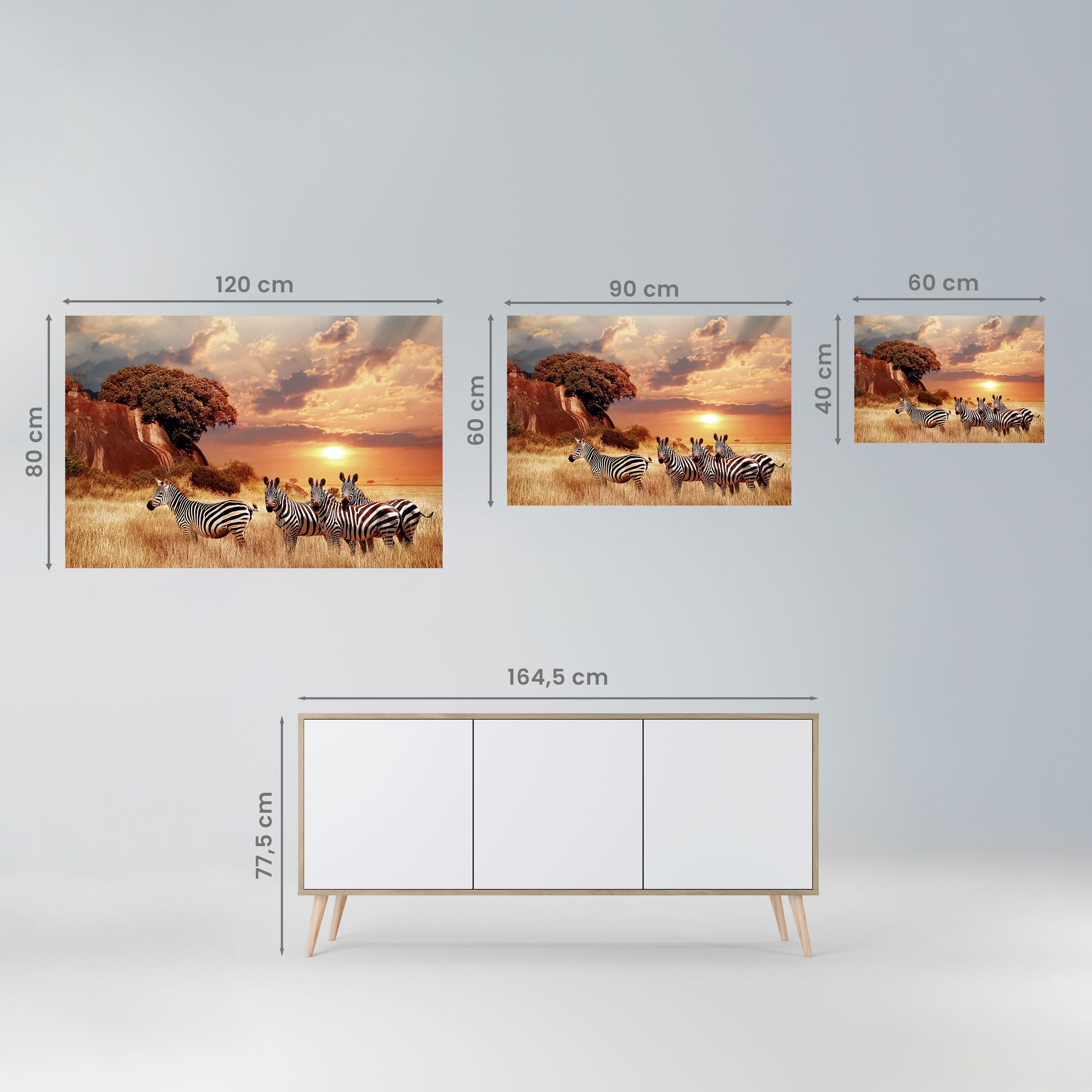 ZEBRA SUNSET SERENADE Poster Horizontal Autocolante