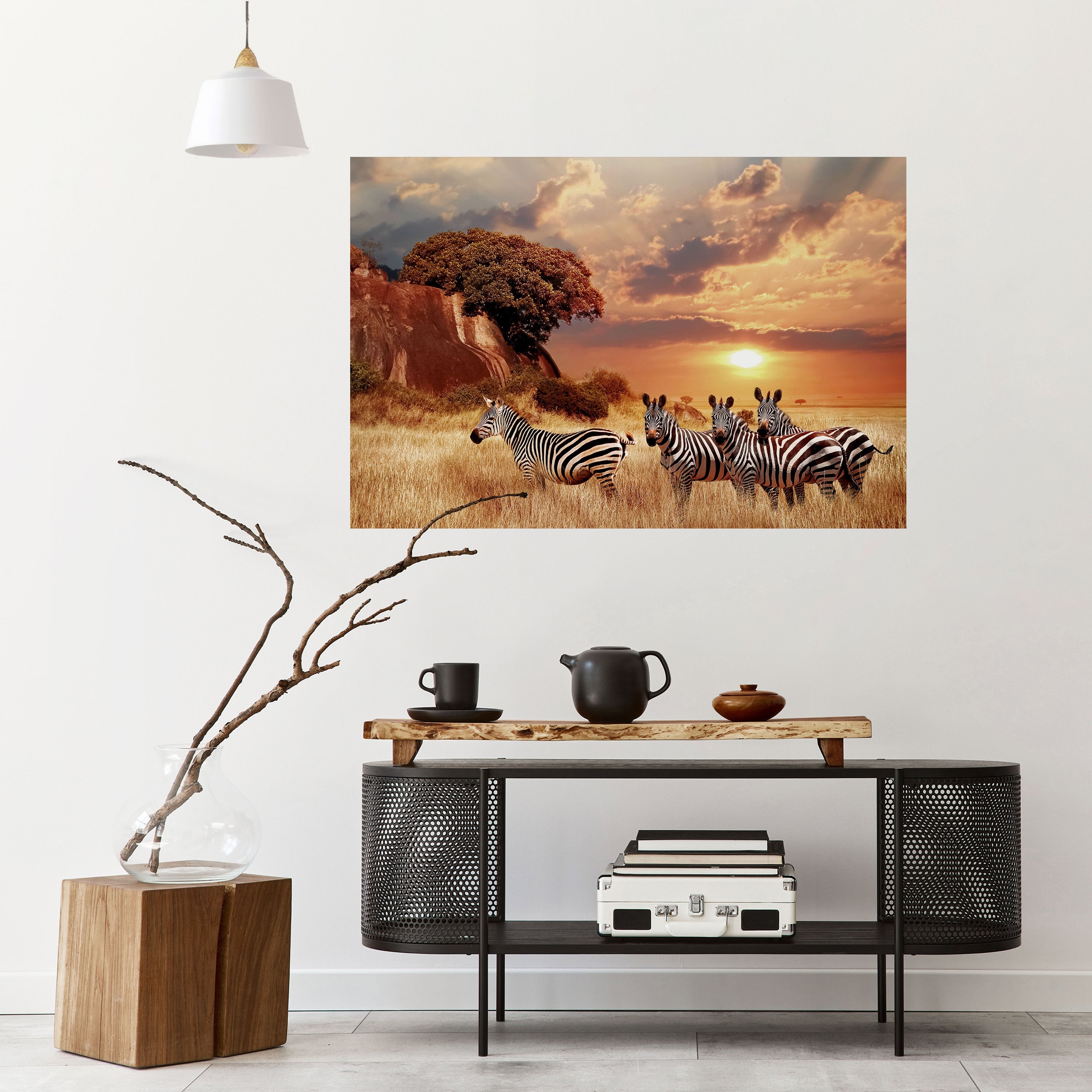 ZEBRA SUNSET SERENADE Poster Horizontal Autocolante