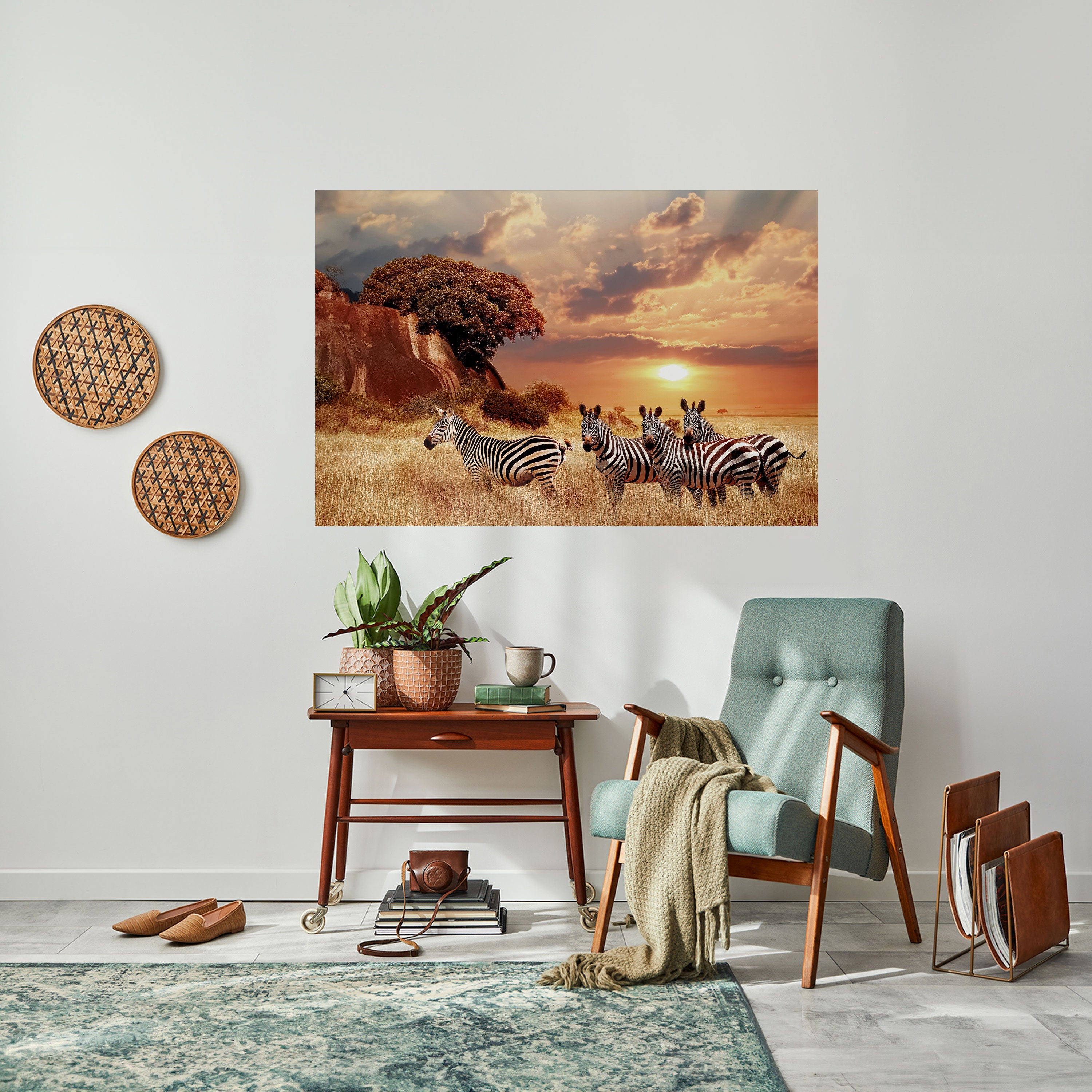 ZEBRA SUNSET SERENADE Poster Horizontal Autocolante