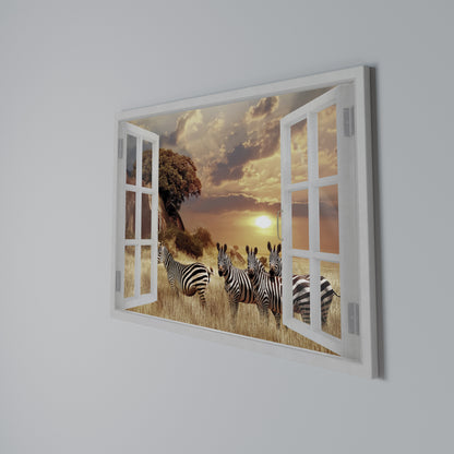 ZEBRA SUNSET VISTA Horizontal Canvas Print