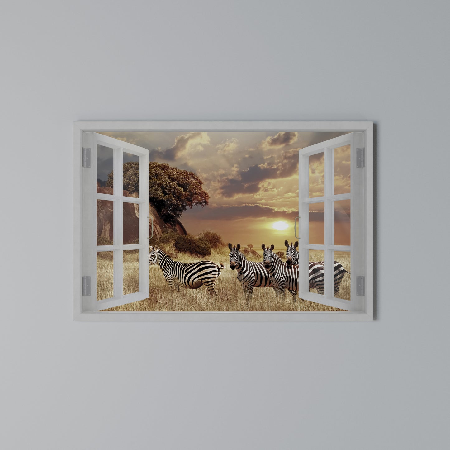 ZEBRA SUNSET VISTA Horizontal Canvas Print