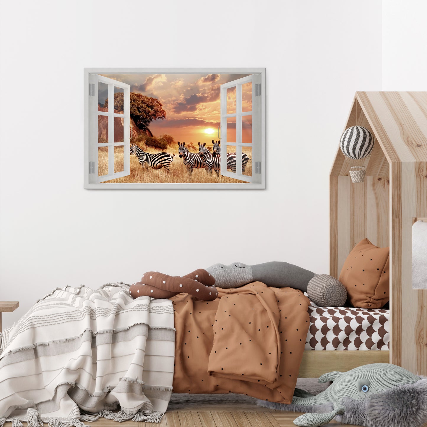 ZEBRA SUNSET VISTA Horizontal Canvas Print