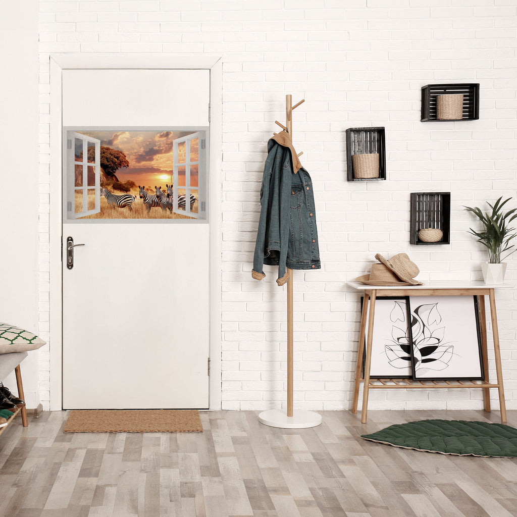 ZEBRA SUNSET VISTA Peel and Stick Horizontal Poster