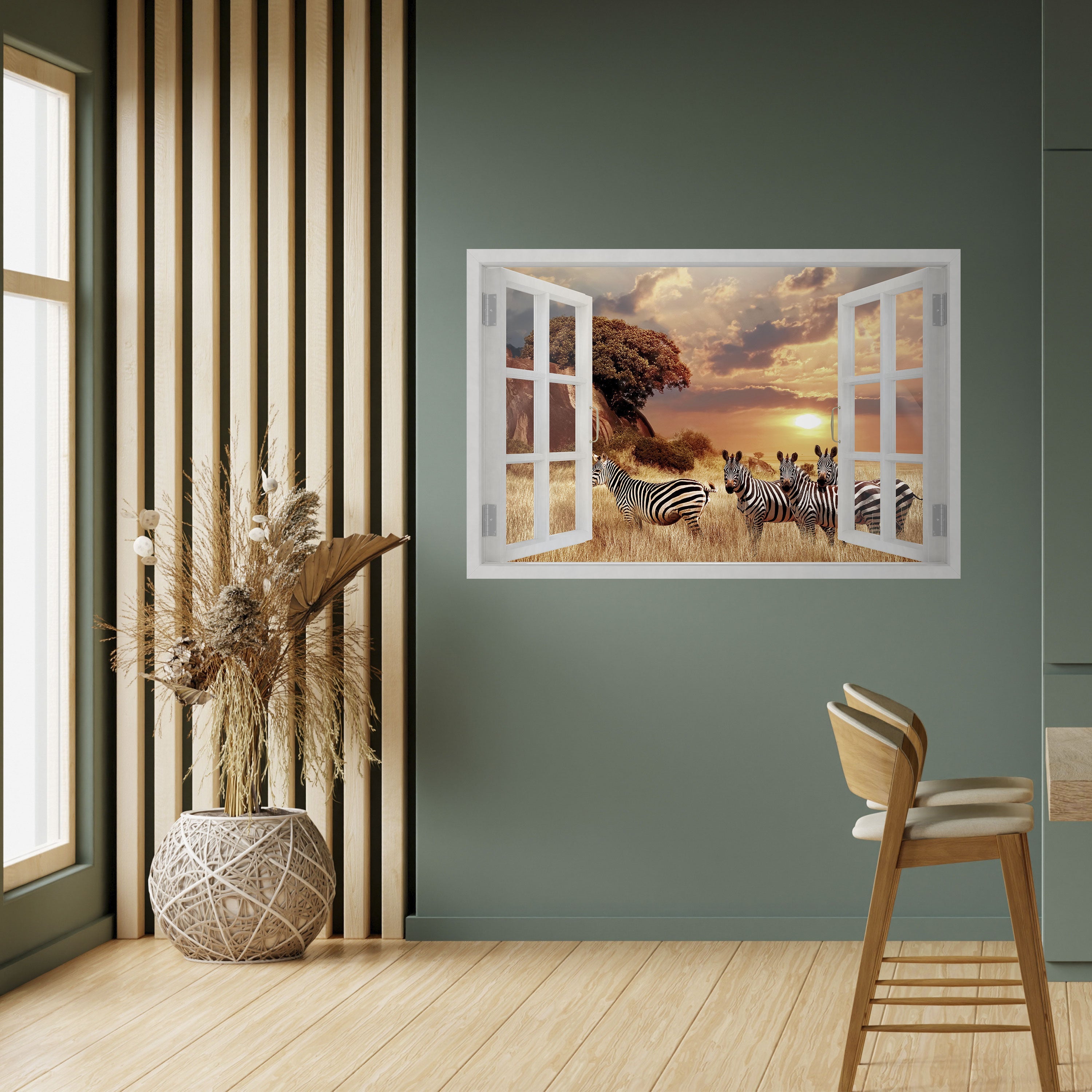 ZEBRA SUNSET VISTA Peel and Stick Horizontal Poster