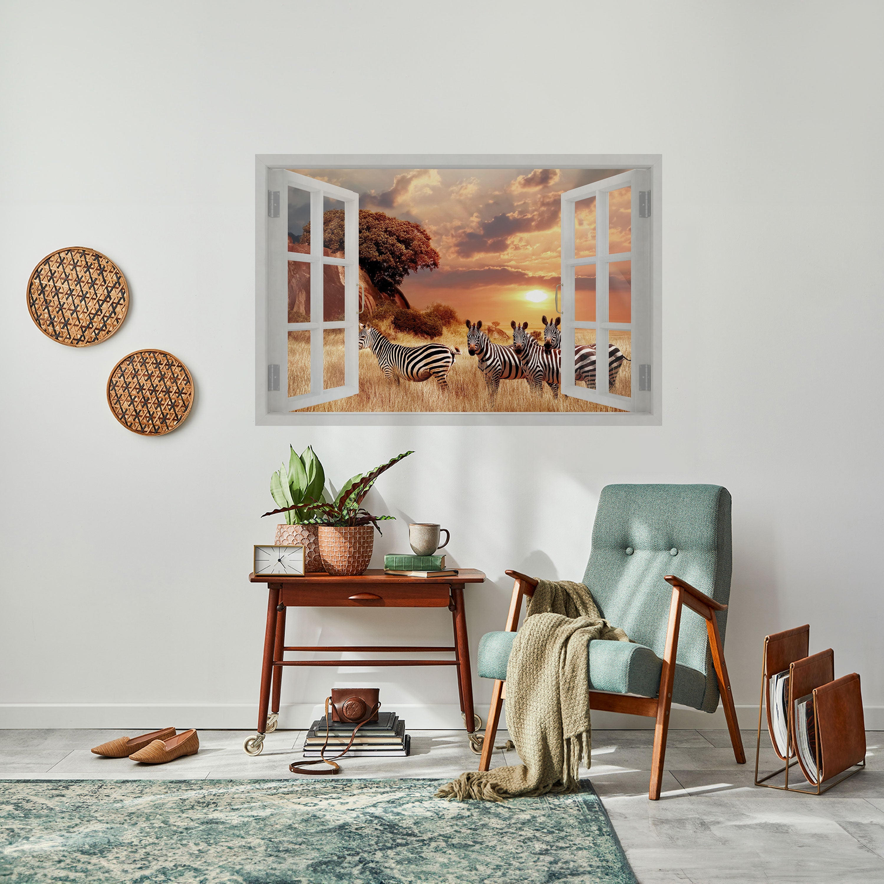 ZEBRA SUNSET VISTA Peel and Stick Horizontal Poster