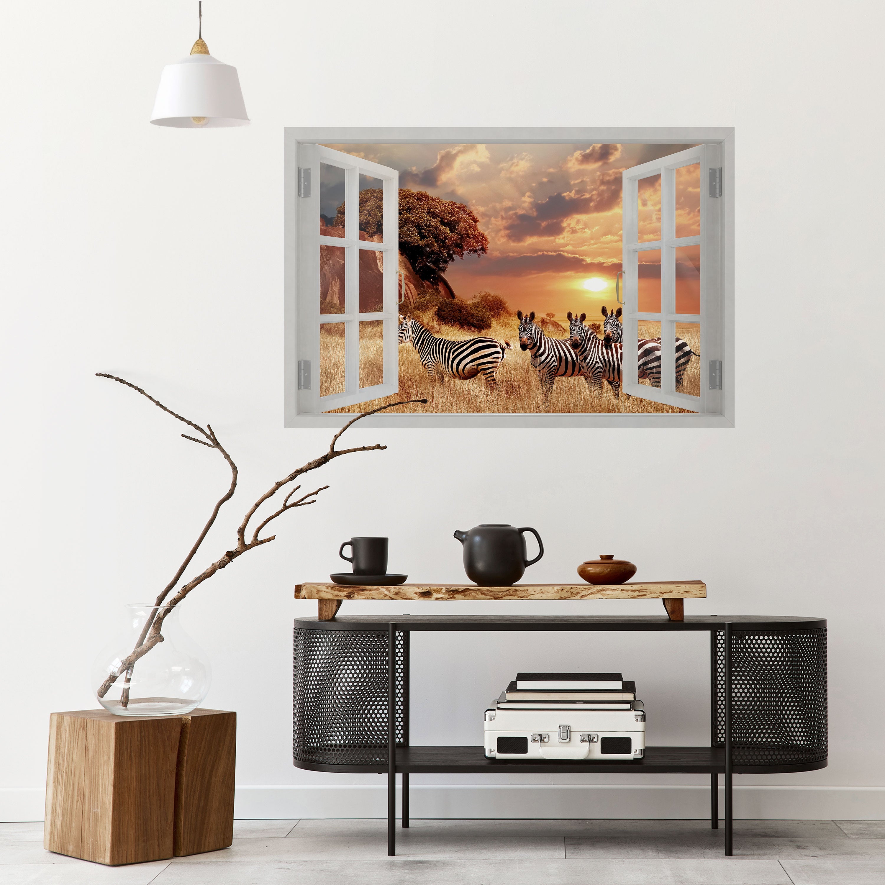 ZEBRA SUNSET VISTA Poster Horizontal Autocolante