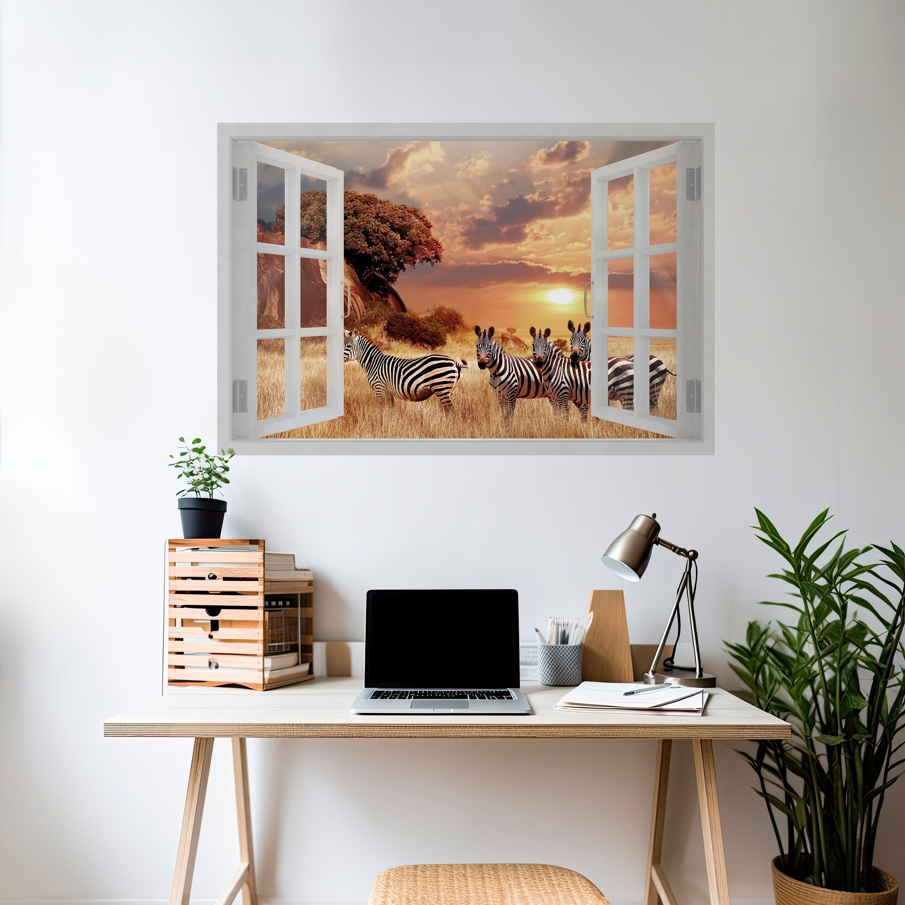 ZEBRA SUNSET VISTA Peel and Stick Horizontal Poster