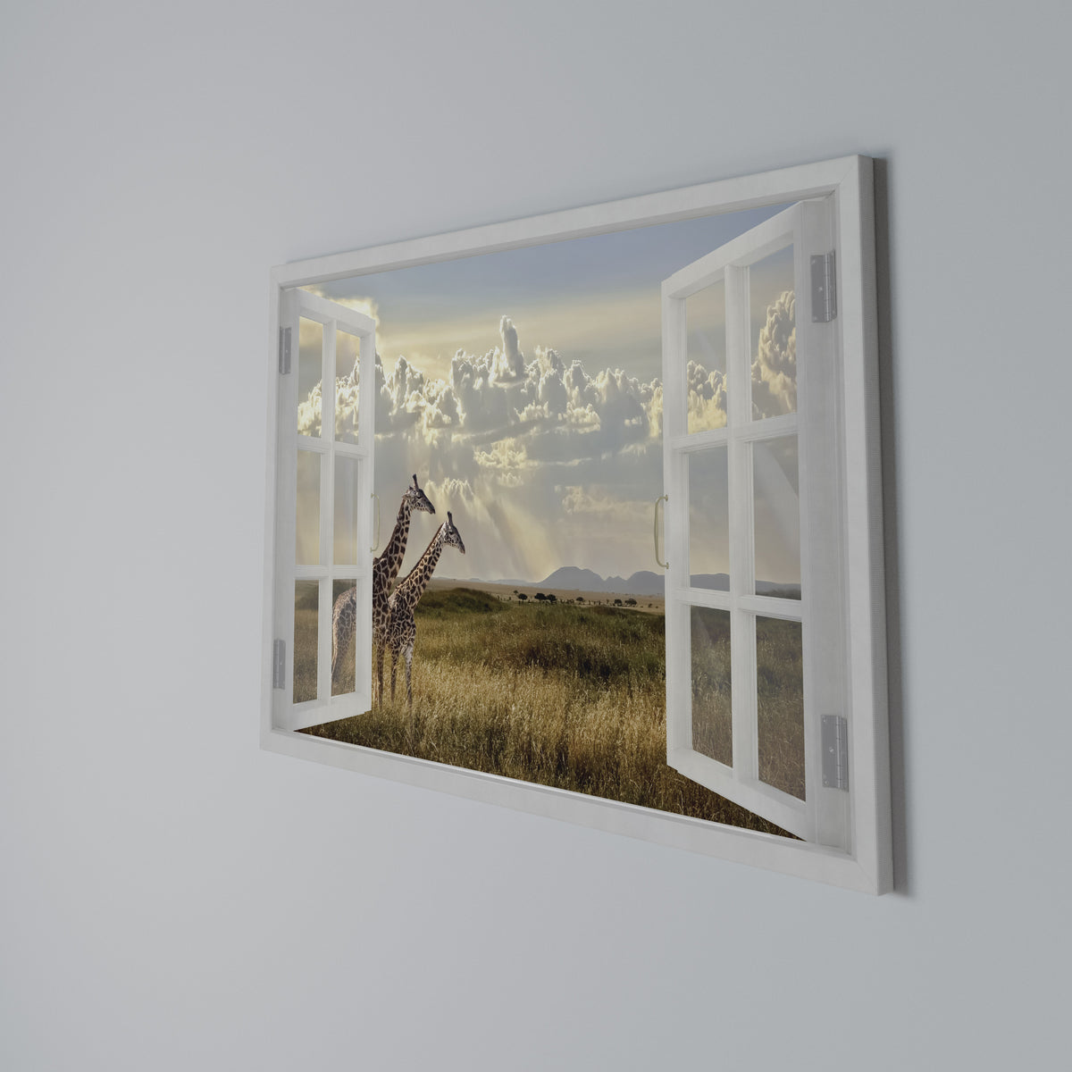 GIRAFFE GAZE WINDOW Horizontal Canvas Print