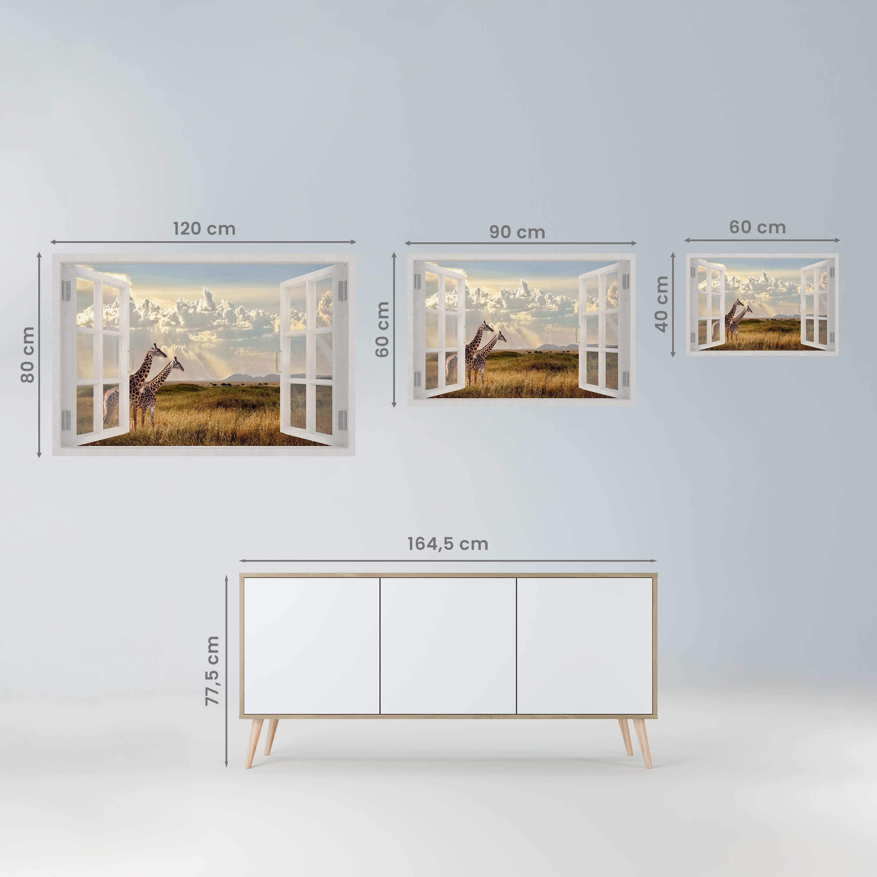 GIRAFFE GAZE WINDOW Peel and Stick Horizontal Poster