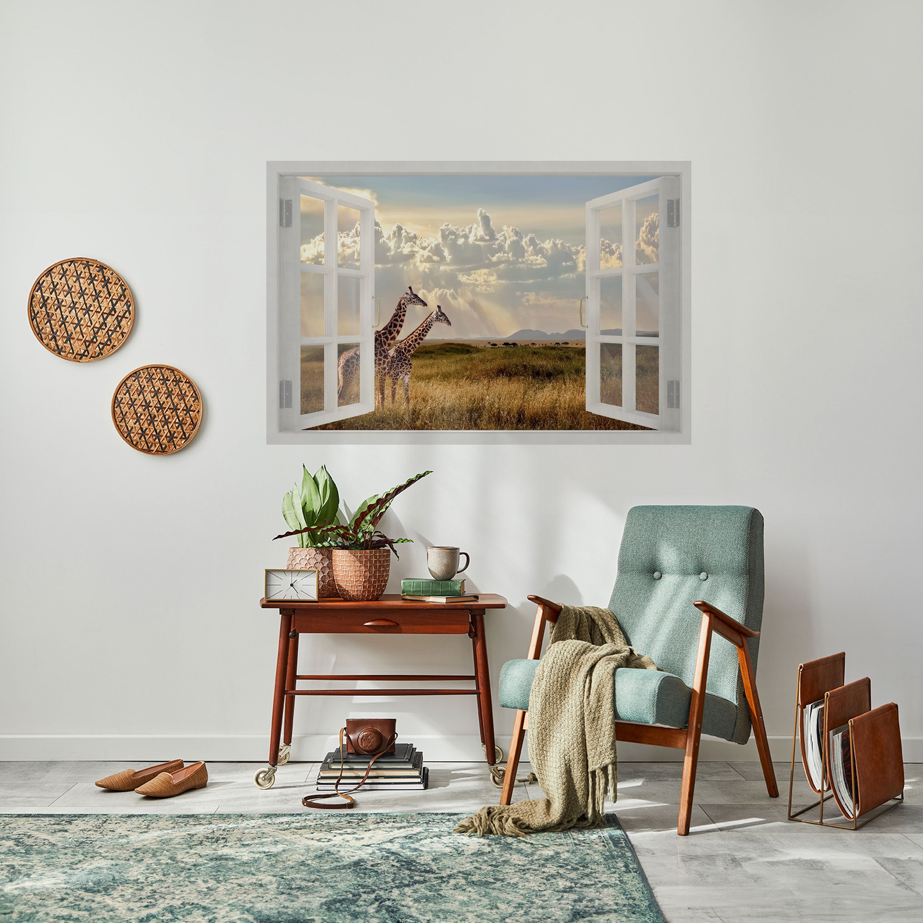 GIRAFFE GAZE WINDOW Peel and Stick Horizontal Poster