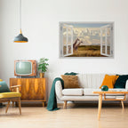 GIRAFFE GAZE WINDOW Peel and Stick Horizontal Poster