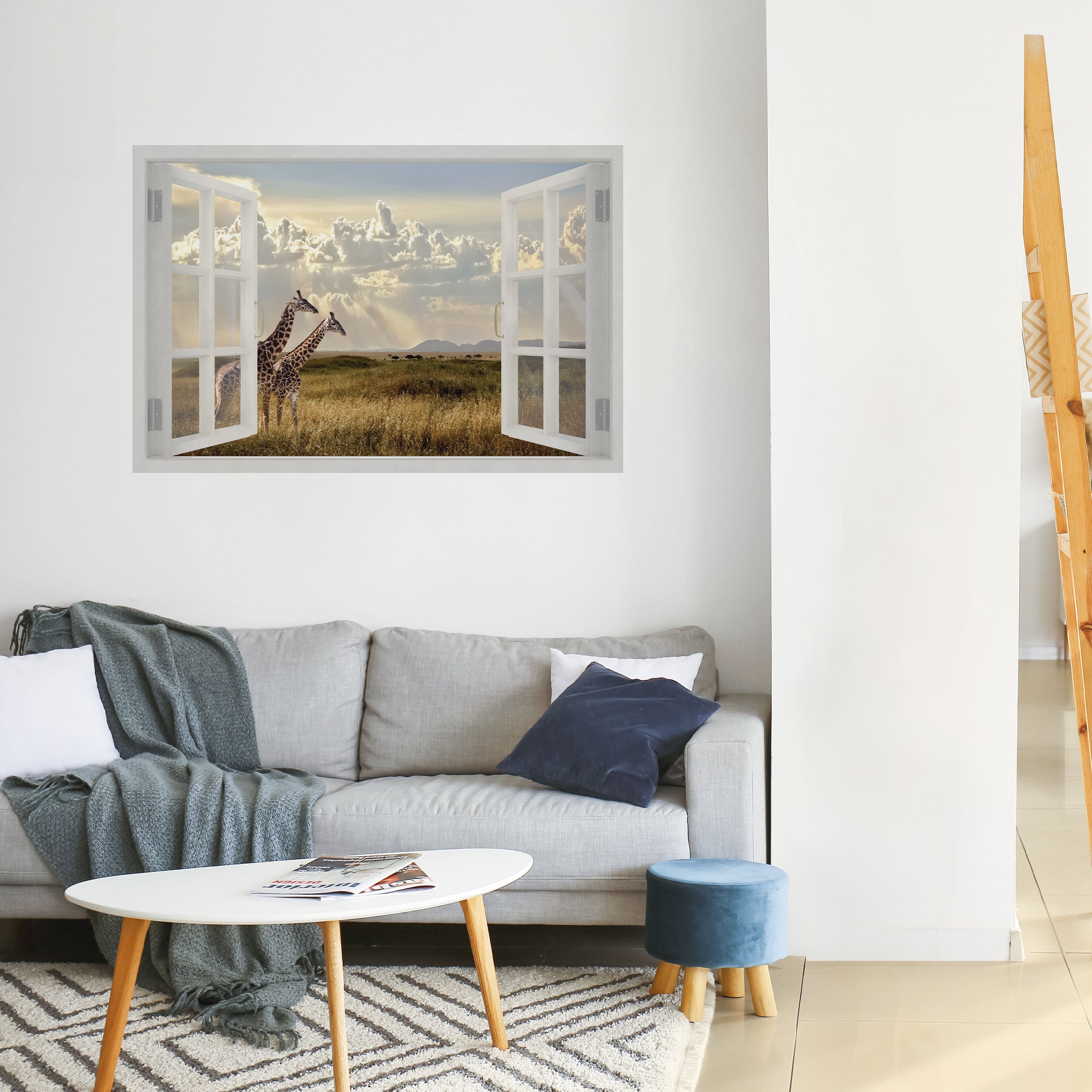 GIRAFFE GAZE WINDOW Peel and Stick Horizontal Poster