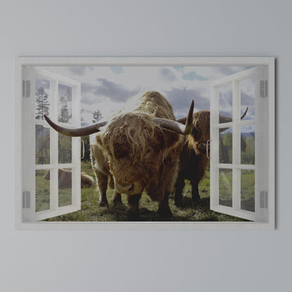BOVINE WINDOW VISTA Horizontal Canvas Print