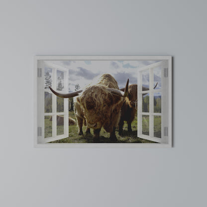 BOVINE WINDOW VISTA Horizontal Canvas Print