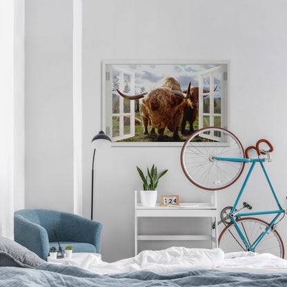 BOVINE WINDOW VISTA Horizontal Canvas Print