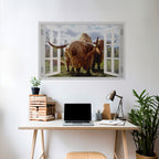 BOVINE WINDOW VISTA Peel and Stick Horizontal Poster