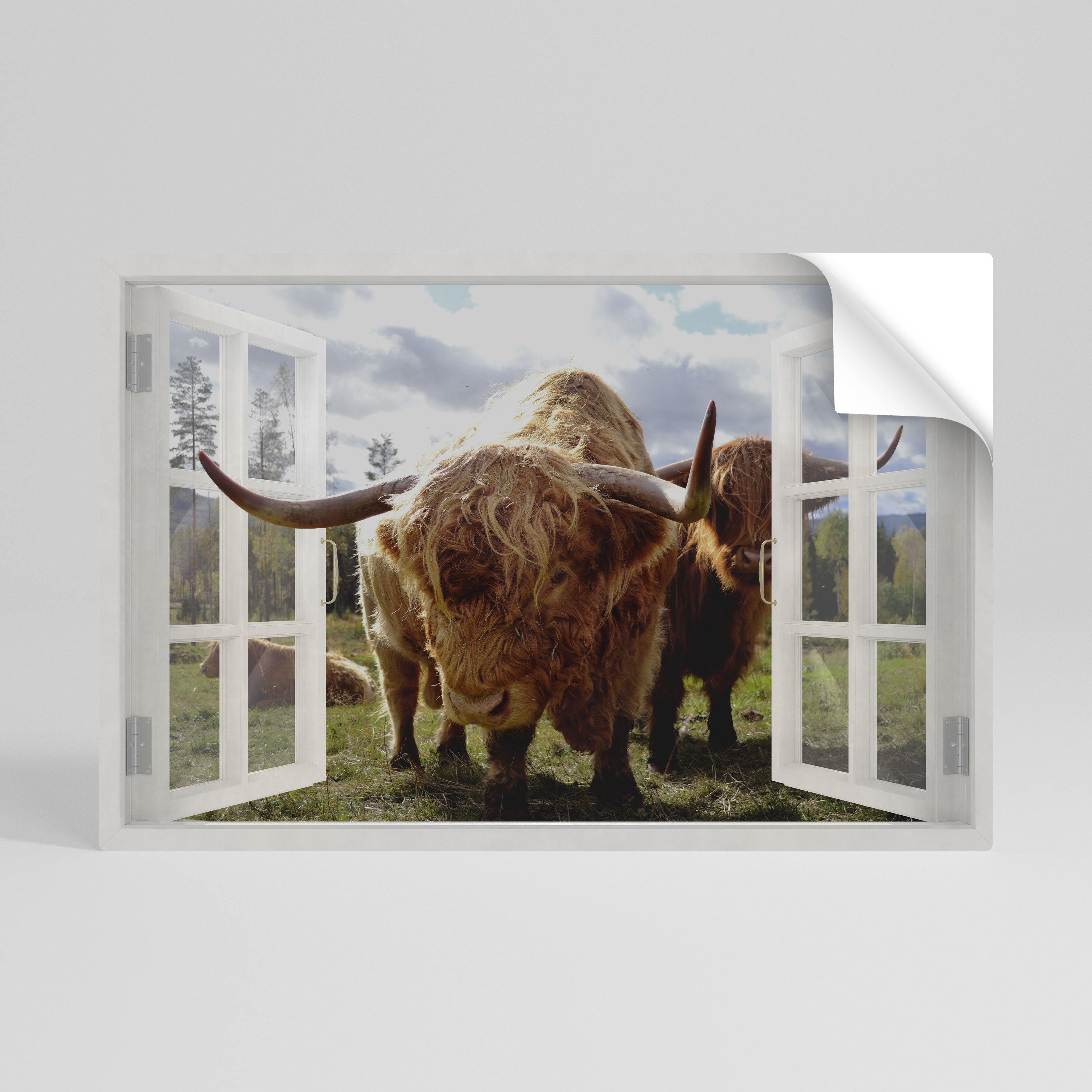 BOVINE WINDOW VISTA Póster Autocolante Horizontal