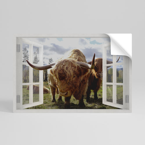 BOVINE WINDOW VISTA Peel and Stick Horizontal Poster