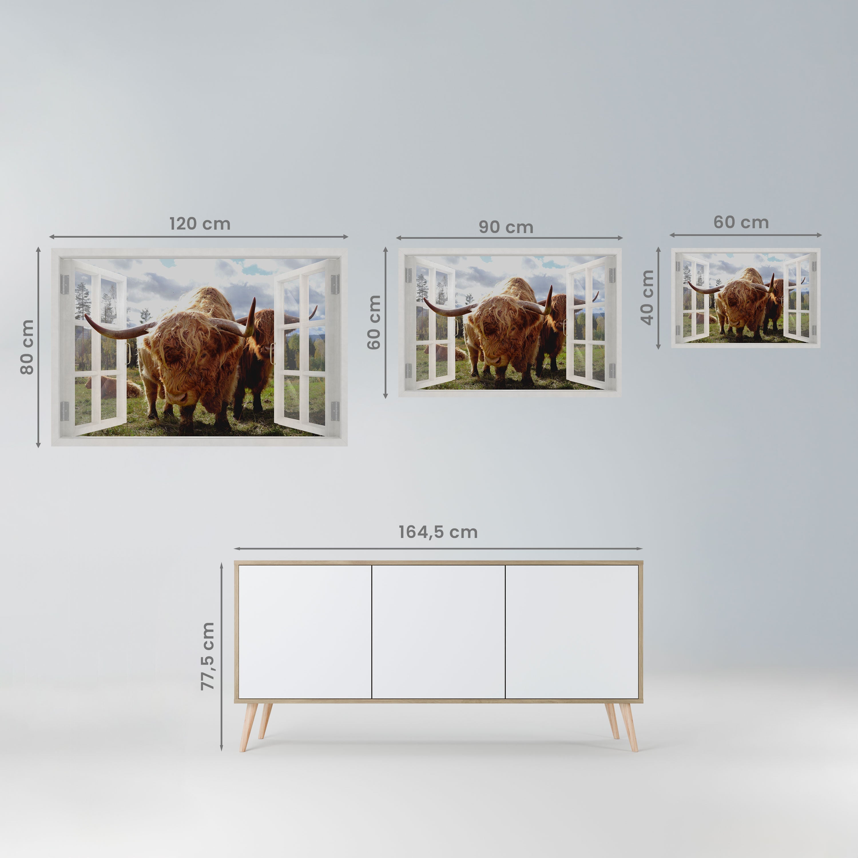 BOVINE WINDOW VISTA Peel and Stick Horizontal Poster