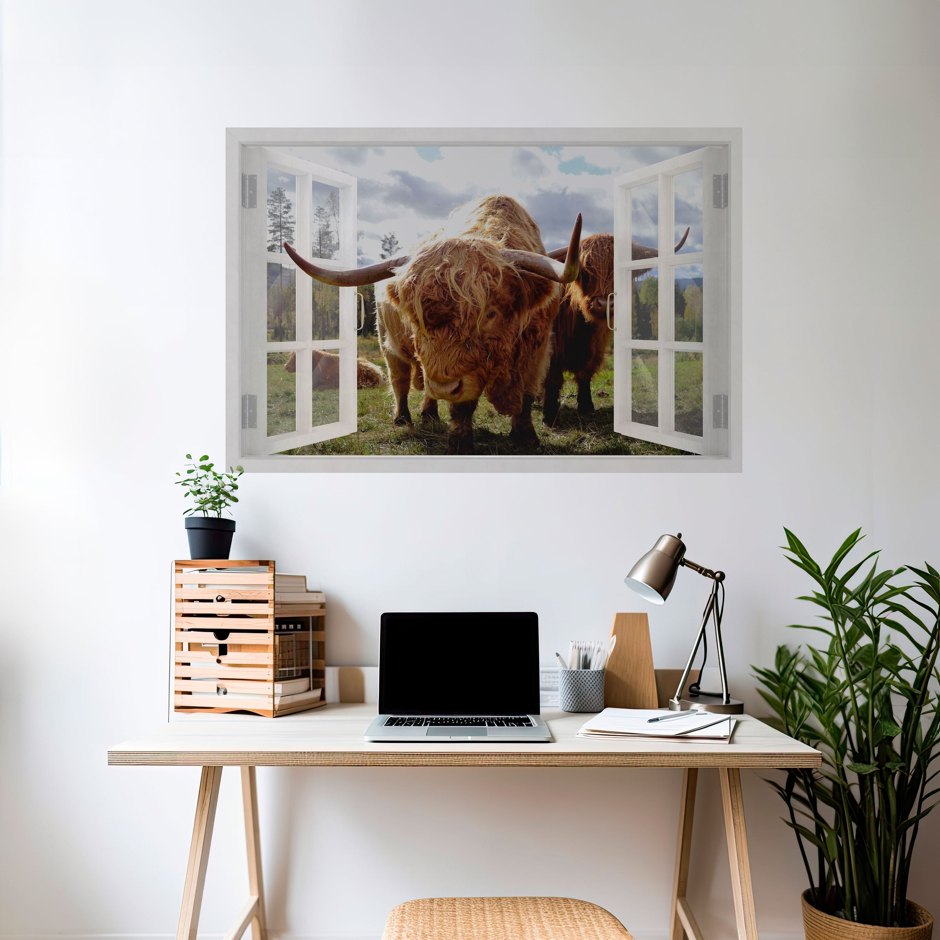 BOVINE WINDOW VISTA Peel and Stick Horizontal Poster