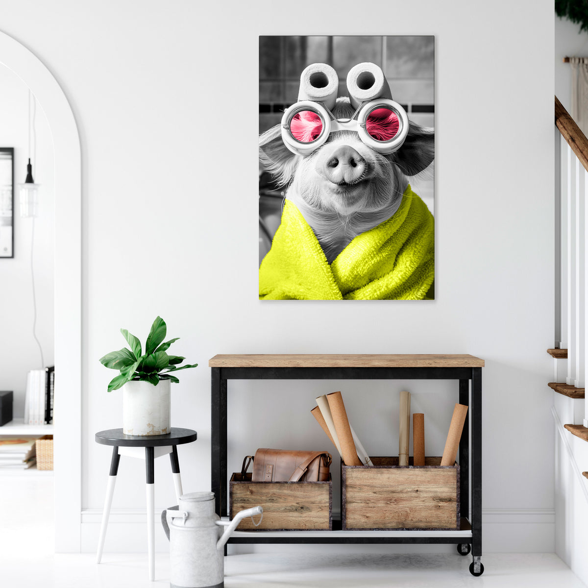 MORNING PIGLET Quadro em tela vertical